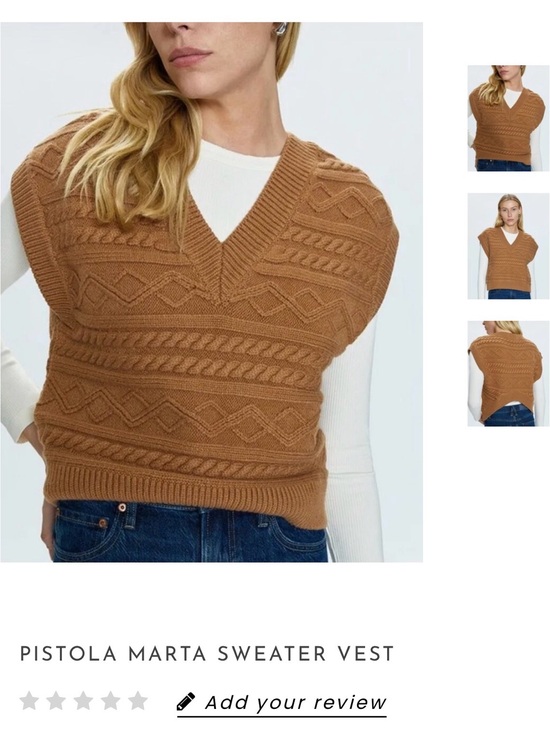 pistola Sweaters - pistola Camel Cable-Knit V-Neck Sweater Vest